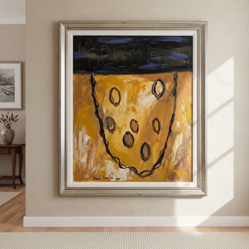 Anec Joseph Original Abstract Acrylic Painting, Signed, Framed, 2000